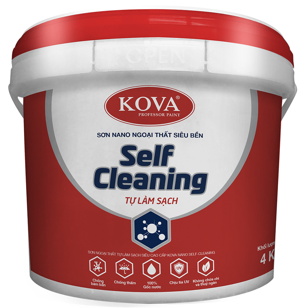 Sơn KOVA NANO Self-Cleaning giúp bề mặt trở nên sạch sẽ và bề mặt tự động kháng khuẩn. Xem hình ảnh để tận hưởng công nghệ mới này.